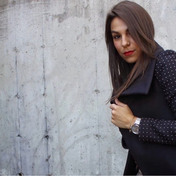 Zara navy coat with studded sleeves seen on gossip girl - Picture 6 of 15